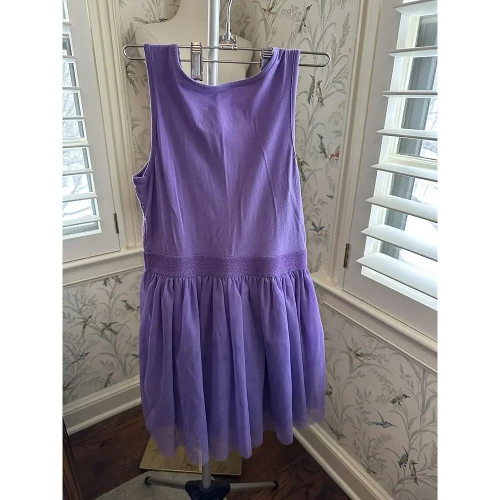THE CHILDREN'S PLACE GIRLS 10-12 3D FLOWER TUTU DRESS PURPLE SEQUINS TULLE - Picture 2 of 5